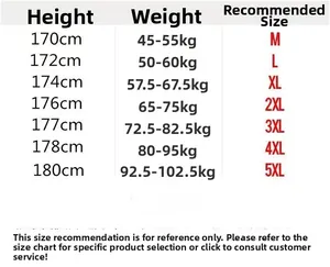 Detailed size chart for men's linen pants ranging from M to 5XL with height and weight guides