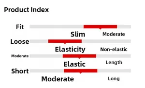 Size guide for men cotton linen set showing loose fit and medium thickness details