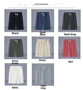 Grid view of mens linen drawstring shorts in eight various colors including navy and white