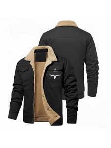 Veste d'hiver pour homme avec doublure polaire chaude et imprimé taureau recto et verso