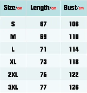 Size chart showing length and bust measurements in cm for men's corduroy blazer jacket