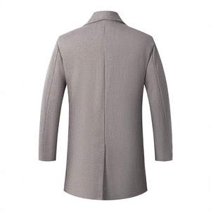 Men's wool blend overcoat in brown houndstooth pattern with back slit and slim fit cut