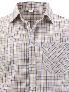 Classic US size khaki checkered button-up shirt with contrasting chest pocket detail