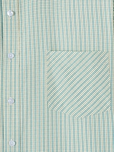 Camicia casual da uomo a maniche corte con trama a righe verdi e beige e bottoni