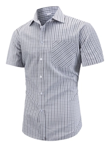 Chemise à carreaux homme coupe ajustée avec manches courtes et poche poitrine