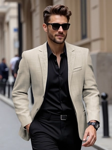 Men's light beige textured casual business blazer jacket for 2025 trendy spring autumn style