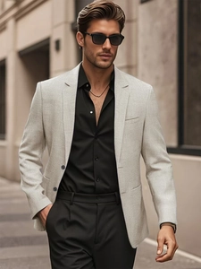 Slim fit light gray men's blazer with notch lapel for stylish business casual attire