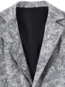Business casual grey marble print blazer with notch lapel and two-button closure