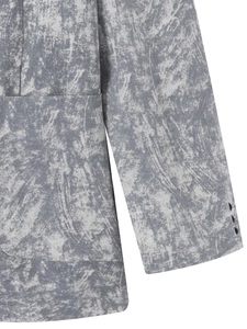 Modern grey marble print blazer with flat pocket and three-button cuff details