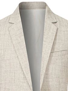 Veste de blazer décontractée beige pour homme avec texture lin et revers à cran