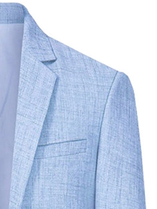 Veste de costume homme bleu clair décontractée avec texture lin et revers classique