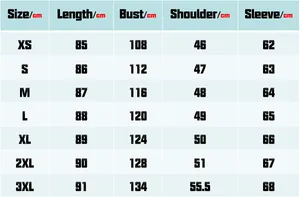 Size chart for men's mid-length wool coat with chest, shoulder, and sleeve measurements