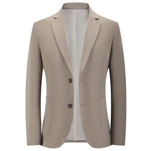 Men's casual khaki blazer with notch lapel and single-breasted two-button design