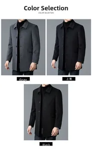 Close-up showing grey, dark blue, and black wool blend fabrics and refined textures