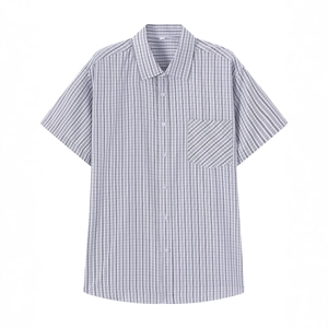 Chemise homme décontractée à manches courtes avec rayures verticales grises