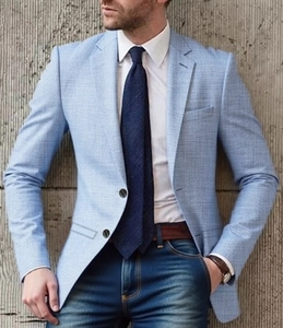 Herren Sakko in Hellblau Slim Fit mit Einreiher-Zwei-Knopf-Design für Business Casual Outfits