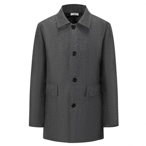 Men Mid Length Woolen Overcoat Winter Thickened Lapel Single Breasted Windbreaker For Business Casual Korean Style Coat