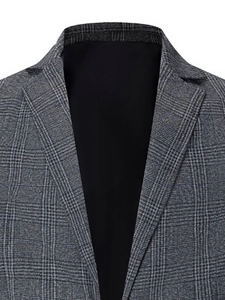 Veste de costume homme décontractée à carreaux foncés avec revers à encoche