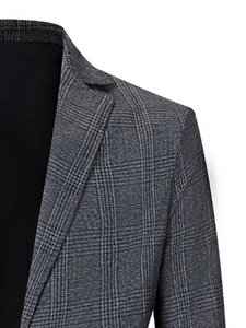 Veste de blazer homme gris foncé à motif prince-de-galles avec revers à encoche
