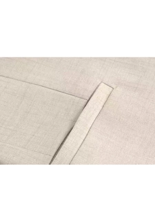 Close-up of side pocket stitching and premium cotton linen texture on men suit