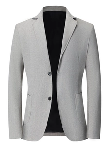 Modern light grey slim fit business blazer with notched lapel and padded shoulders