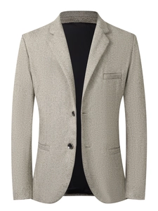 Giacca da uomo slim fit grigio chiaro a spina di pesce con revers e chiusura a due bottoni