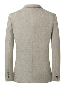 Giacca da uomo a spina di pesce beige-grigio, vista posteriore con taglio sartoriale