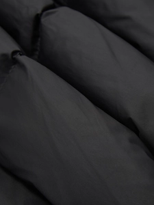 Men's black hooded puffer jacket with premium quilted fabric and warm filling