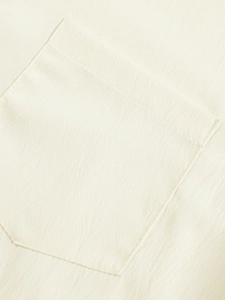 Men's retro Henley shirt in beige waffle texture fabric featuring a functional pocket