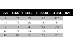 Detailed size chart in CM for vintage textured Henry collar short sleeve men shirts