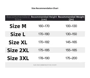 Size recommendation chart for texture-pattern short sleeve shirt from M to 3XL sizes