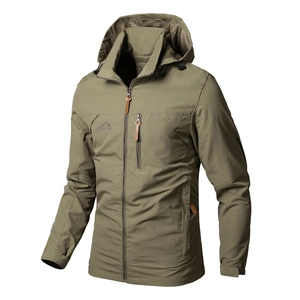 Men's Windproof Hooded Jacket Waterproof Outdoor Casual Sport Coat With Pockets Breathable Lightweight Outerwear For Hiking