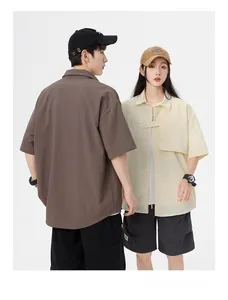 Close-up of textured fabric and pocket detail on City Boy style cargo shirt set