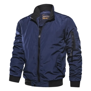 Blouson aviateur bleu marine pour homme avec col montant et poche tactique sur manche