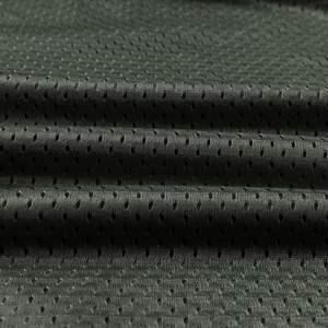 Close-up of olive green breathable honeycomb mesh fabric for men's hooded jacket