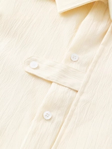 Ensemble chemise décontracté style américain en crépon beige avec détails de boutons discrets