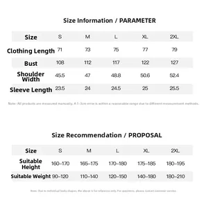 Size chart showing length, bust, and shoulder measurements for men's polo shirt