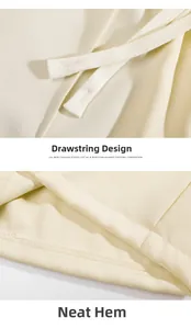 Detail of ice silk casual shorts showing drawstring waist and neat hem craftsmanship