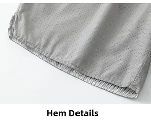Detail of the grey breathable mesh fabric and professional double-stitch hem on the pants
