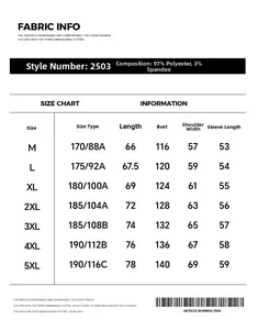 Detailed size chart for men's plaid sweatshirt showing measurements from M to 5XL