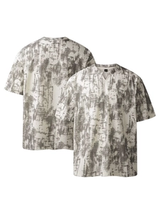 T-Shirt Homme American High Street Col en V Tie-Dye Motif Encre Abstrait Oversized Coupe Ample Manches Courtes Polyester