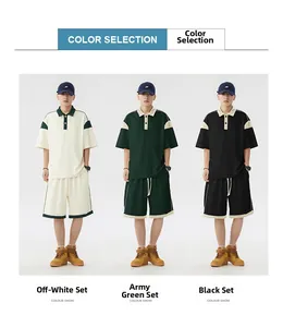Comparaison de trois couleurs d'ensembles de sport polo et short amples pour hommes