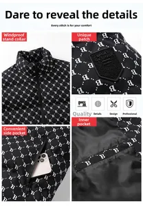 Detailed close-up of quilted winter vest with windproof collar and sport label