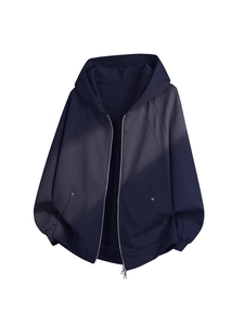Herren Kapuzenjacke Schwergewicht Amerikanisches Retro Full Zip Hoodie Lockerer Sitz Überschnittene Schultern Streetwear Mantel