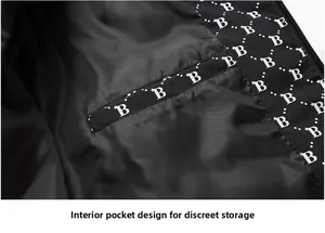 Detailed view of the jacket inner pocket with decorative B letter and star pattern tape
