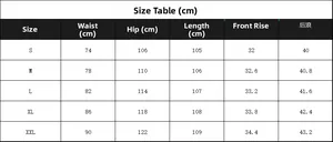 Tableau des tailles détaillé pour pantalons décontractés hommes avec mesures de taille