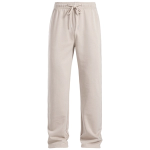 Détail du pantalon de jogging beige à taille élastique et tissu de qualité supérieure