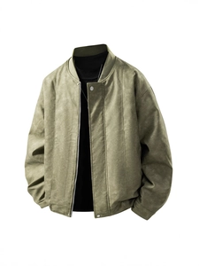 Chaqueta bomber para hombre verde oliva estilo americano con cuello alto y forro térmico