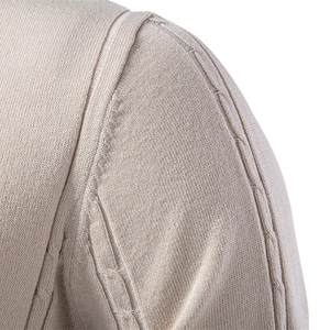Men's business casual polo shirt in champagne knit fabric with vertical ribbing texture