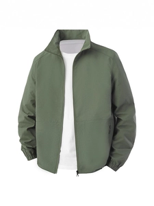Men Bomber Jacket Lightweight Nylon Stand Collar Windproof Outerwear Casual Loose Fit Zip Up Jacket Spring Autumn Chic Windbreaker Top
